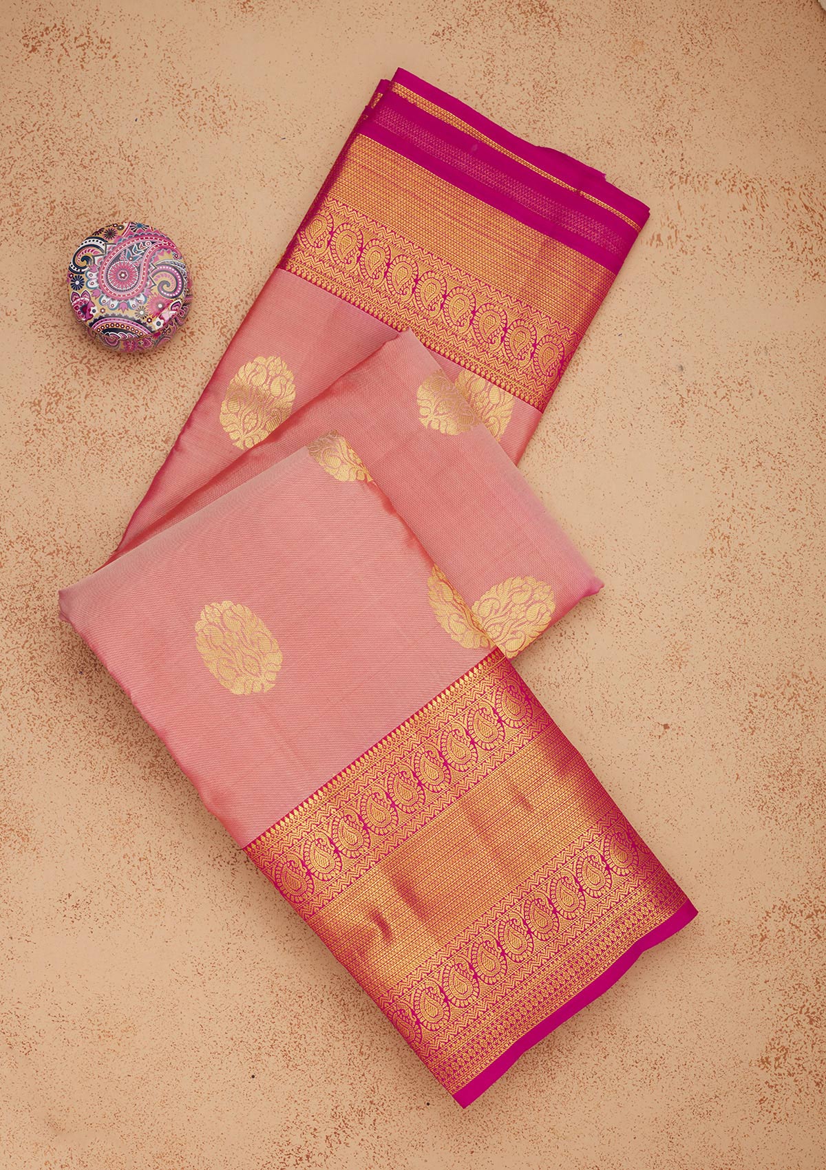 Onion Pink Zariwork Pure Silk Saree-Koskii