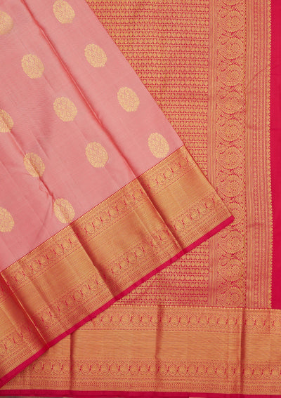 Onion Pink Zariwork Pure Silk Saree-Koskii