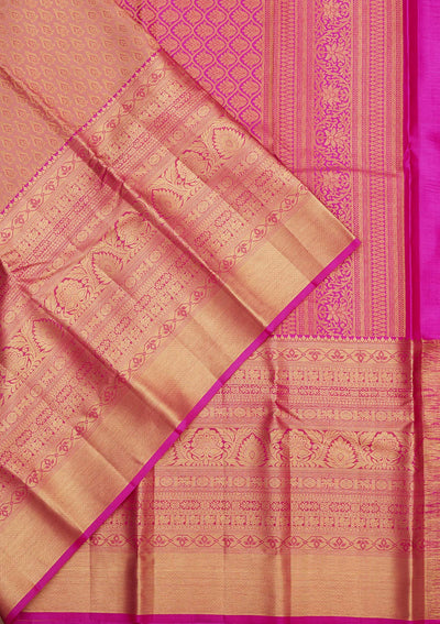 Onion Pink Zariwork Pure Silk Saree-Koskii