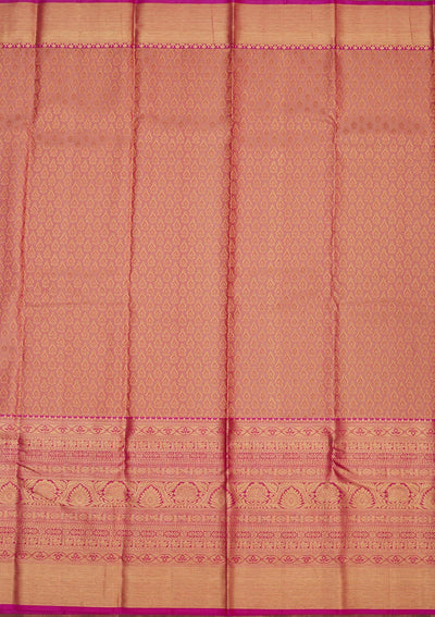 Onion Pink Zariwork Pure Silk Saree-Koskii