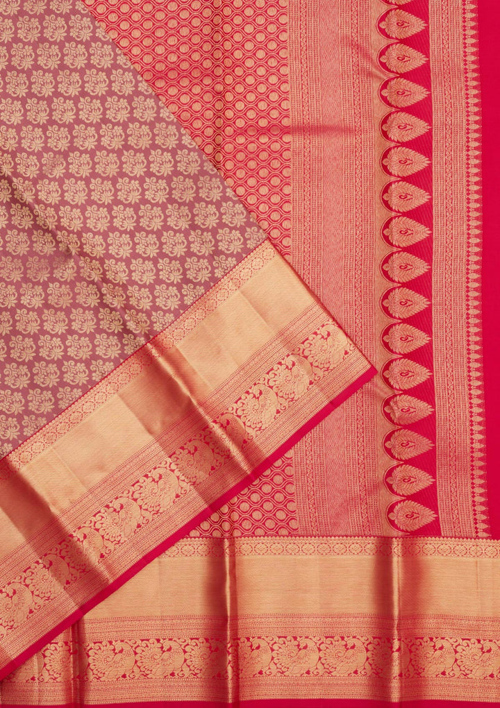 Onion Pink Zariwork Pure Silk Saree-Koskii