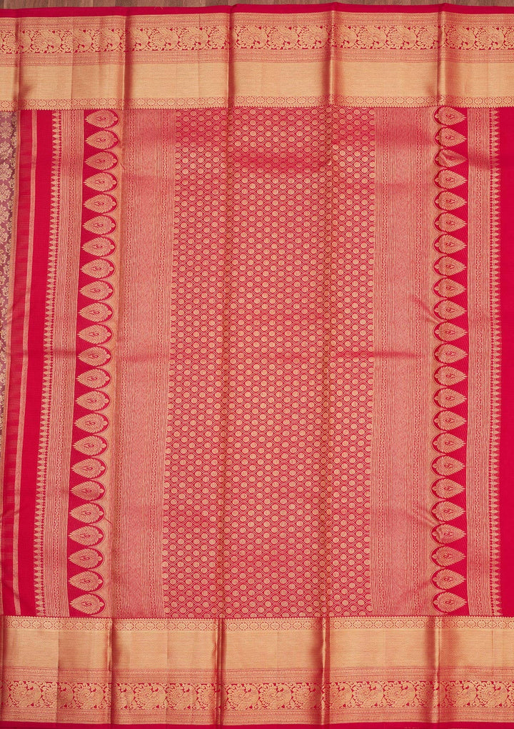 Onion Pink Zariwork Pure Silk Saree-Koskii