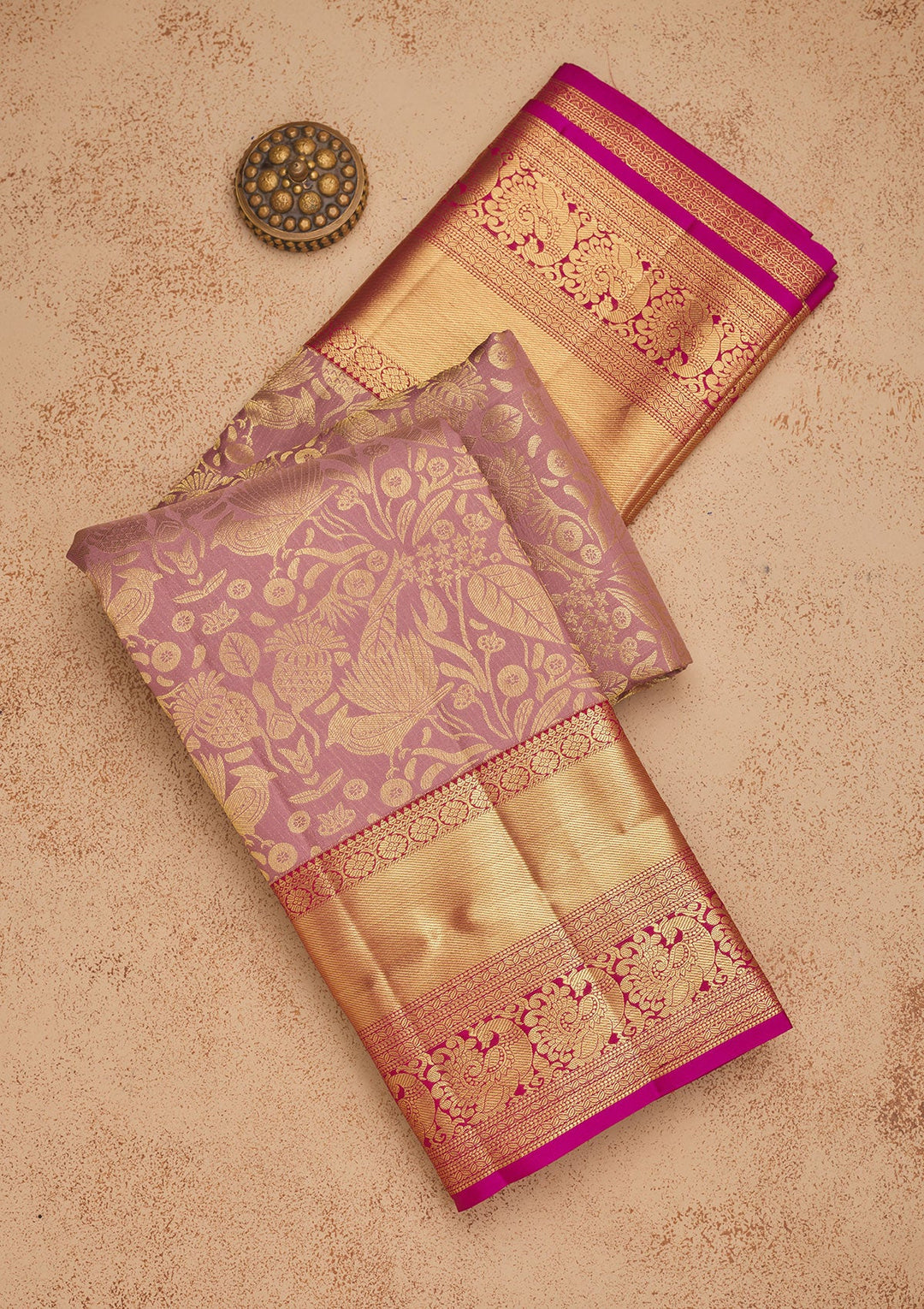 Onion Pink Zariwork Pure Silk Saree-Koskii
