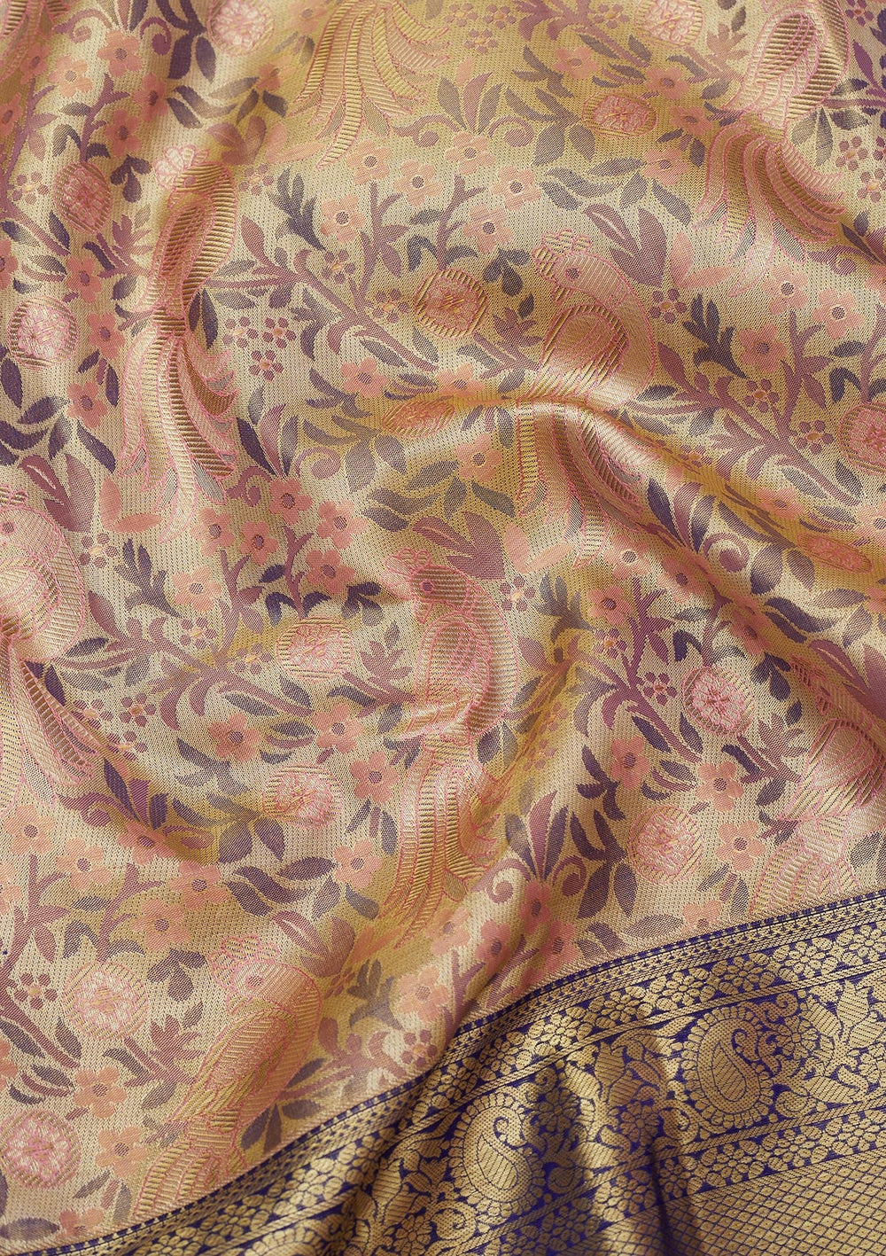 Onion Pink Zariwork Pure Silk Saree-Koskii