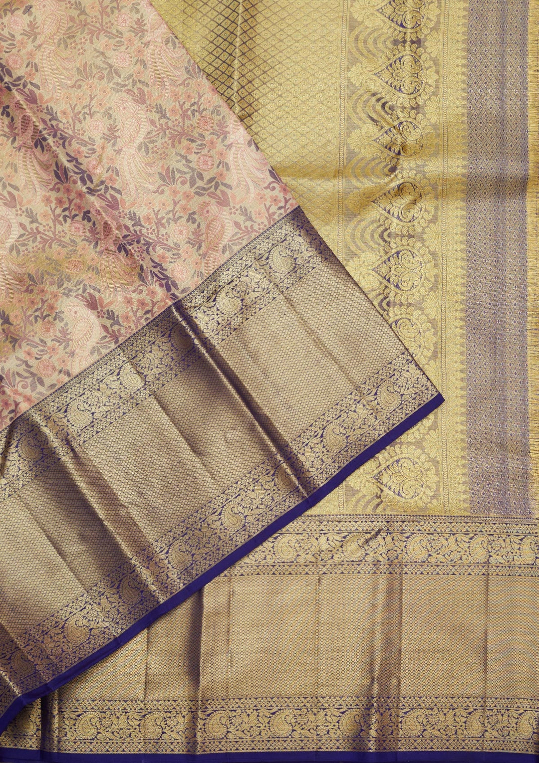 Onion Pink Zariwork Pure Silk Saree-Koskii