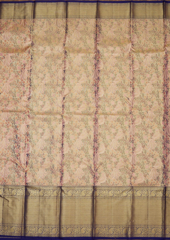 Onion Pink Zariwork Pure Silk Saree-Koskii