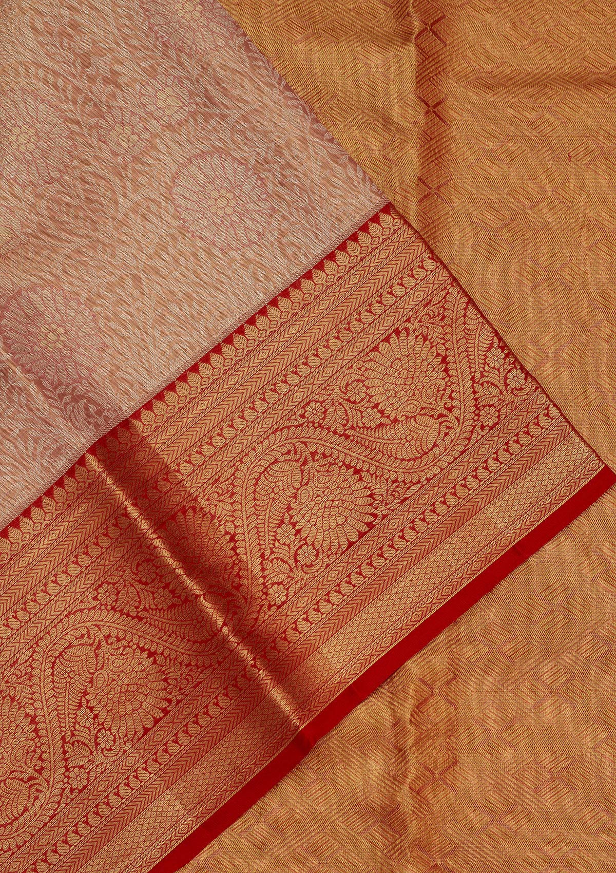 Onion Pink Zariwork Pure Silk Saree-Koskii