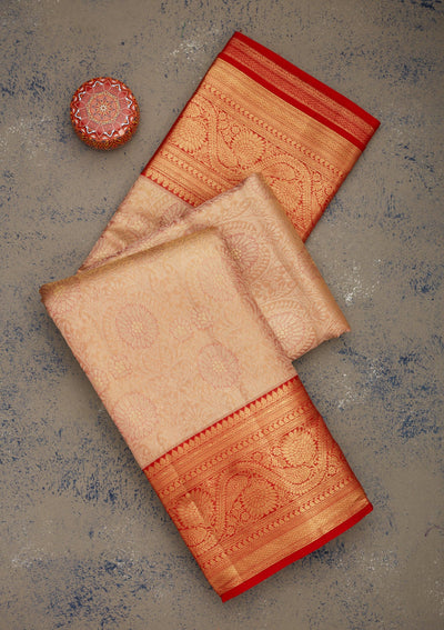 Onion Pink Zariwork Pure Silk Saree-Koskii