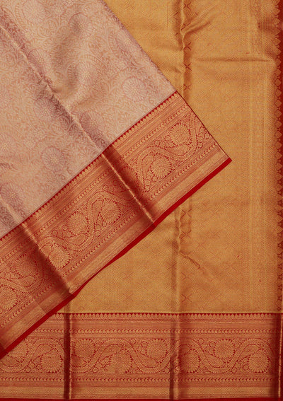 Onion Pink Zariwork Pure Silk Saree-Koskii