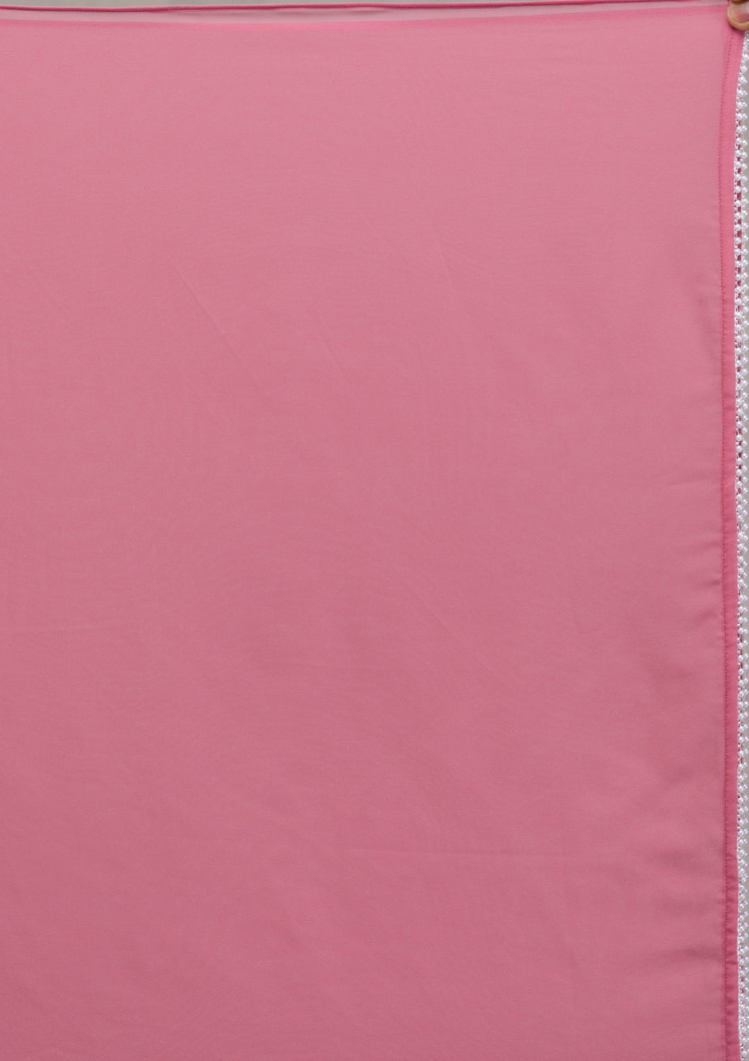 Onion Pink Cutdana Georgette Readymade Salwar Kameez