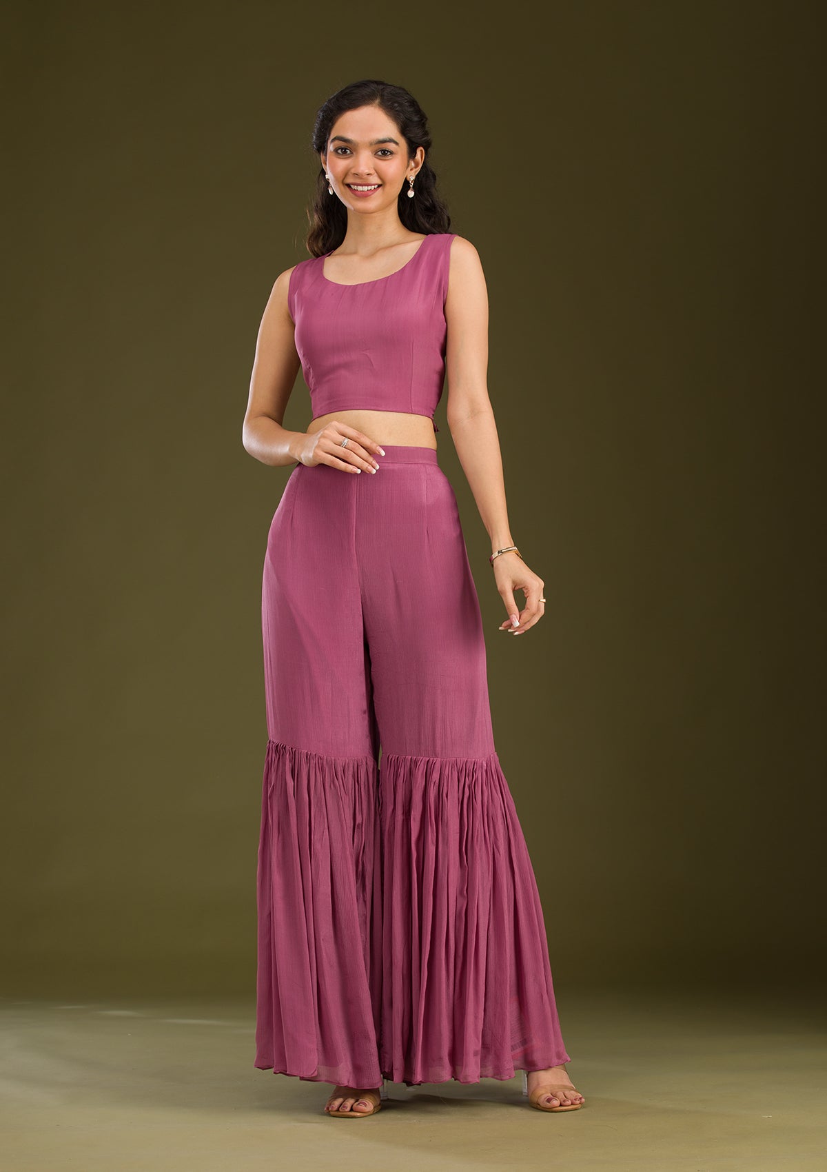 Onion Pink Cutdana Georgette Readymade Salwar Suit