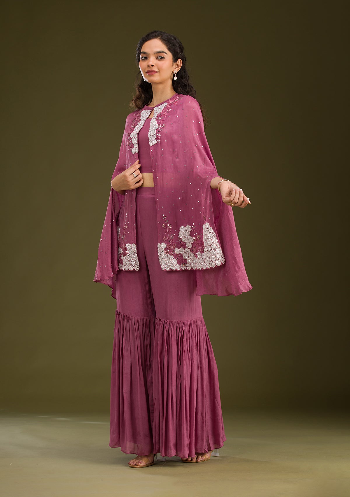 Onion Pink Cutdana Georgette Readymade Salwar Suit