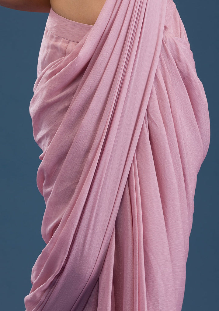 Onion Pink Cutdana Georgette Saree-Koskii