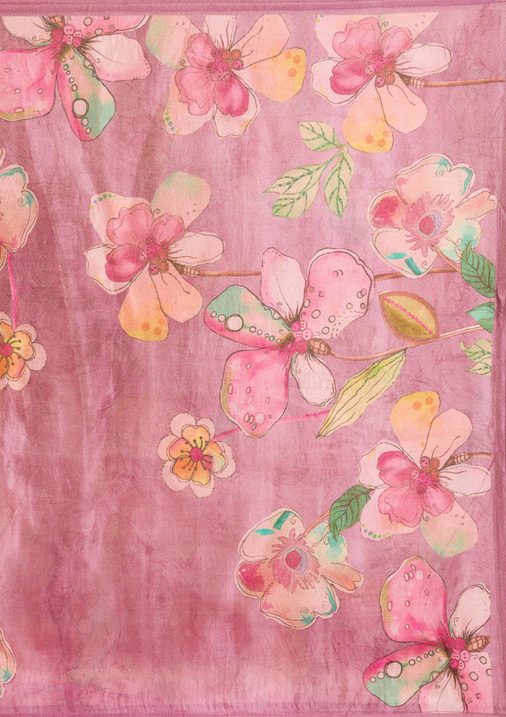 Onion Pink Cutdana Tissue Readymade Salwar Suit-Koskii