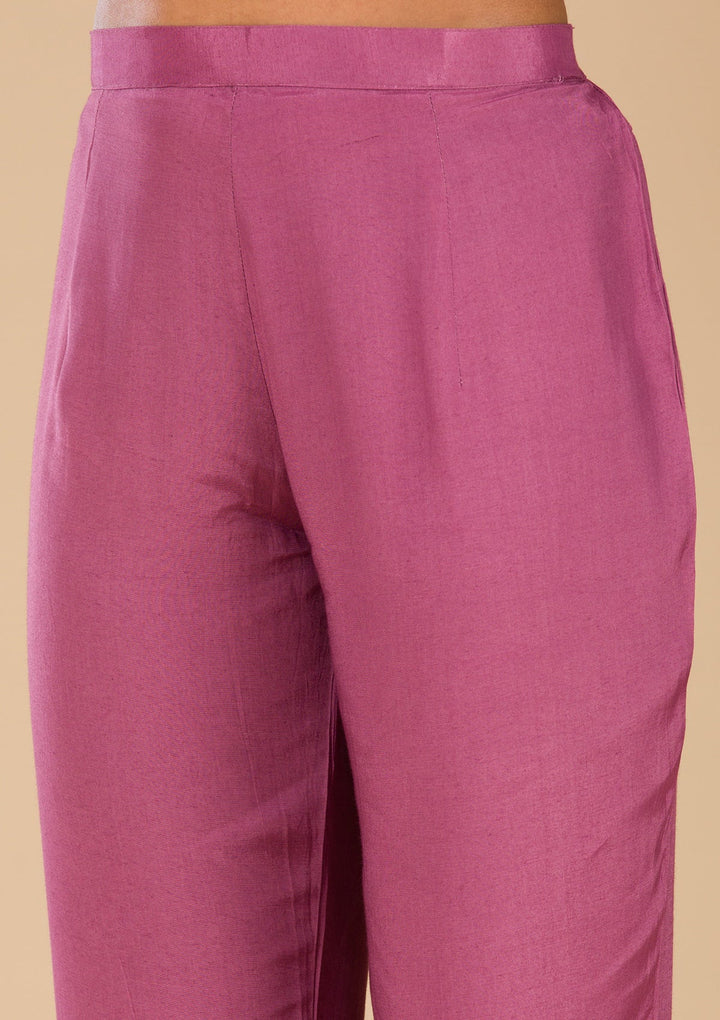 Onion Pink Cutdana Tissue Readymade Salwar Suit-Koskii