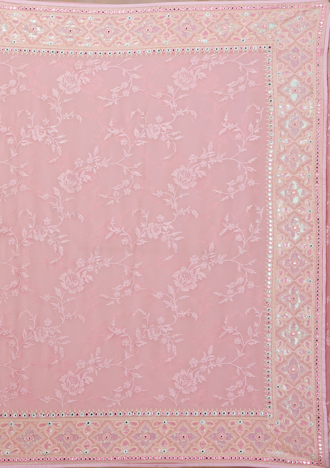Onion Pink Gotapatti Chiffon Saree-Koskii