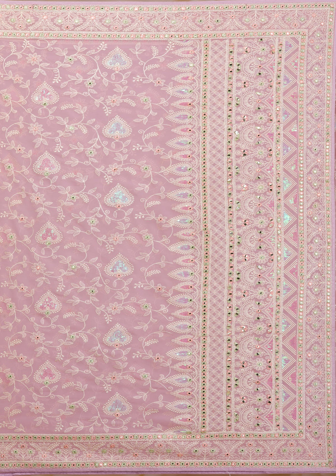 Onion Pink Gotapatti Chiffon Saree-Koskii