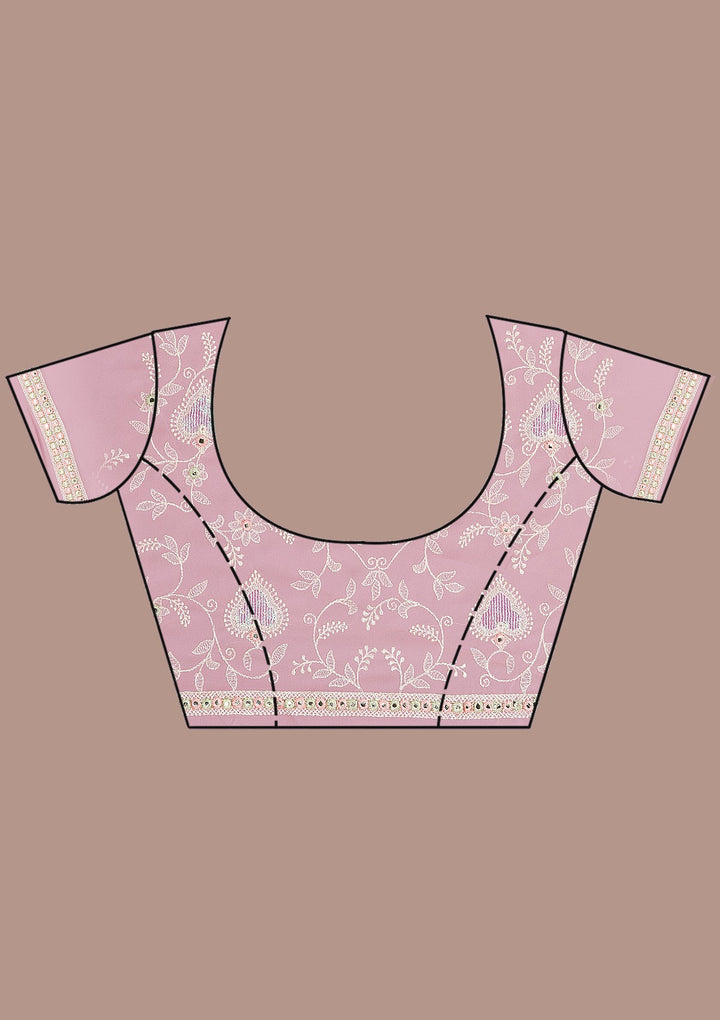 Onion Pink Gotapatti Chiffon Saree-Koskii