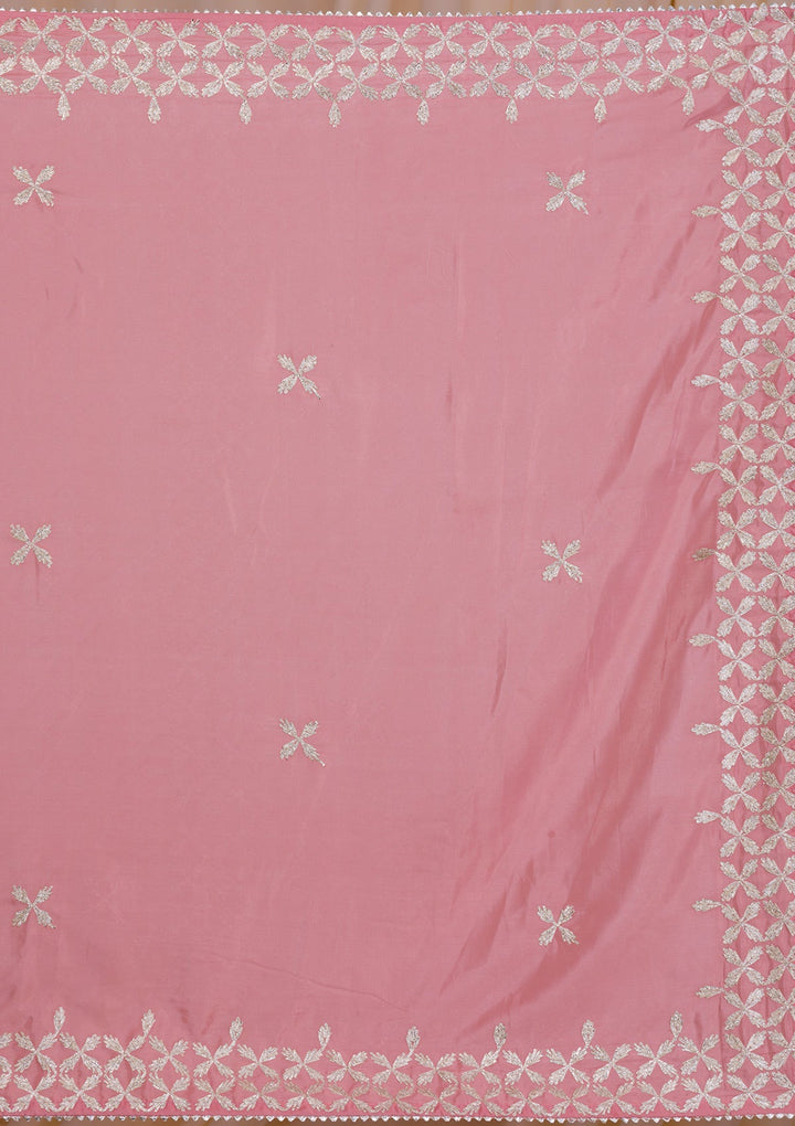 Onion Pink Gotapatti Semi Crepe Saree-Koskii