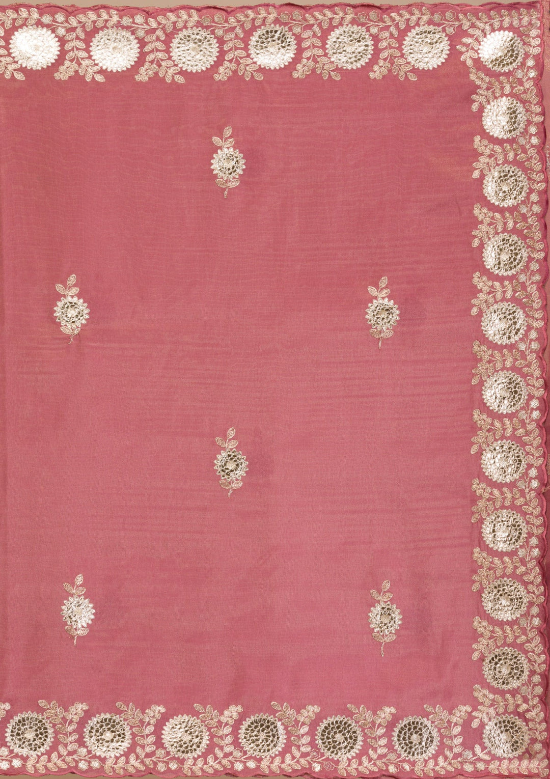 Onion Pink Gotapatti Tissue Saree-Koskii