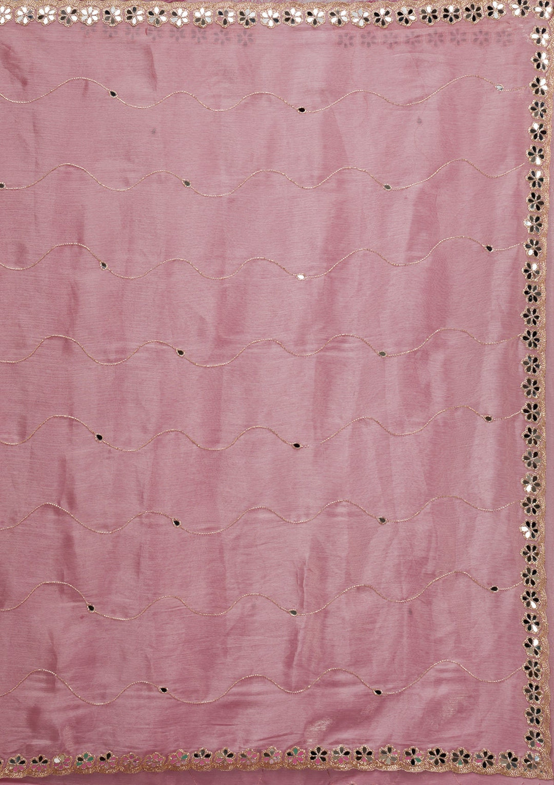 Onion Pink Mirrorwork Georgette Saree-Koskii