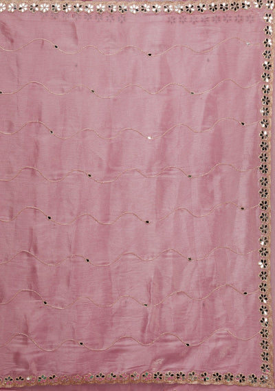 Onion Pink Mirrorwork Georgette Saree-Koskii