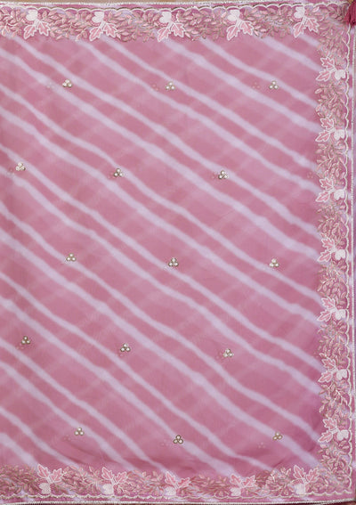 Onion Pink Printed Semi Crepe Saree-Koskii