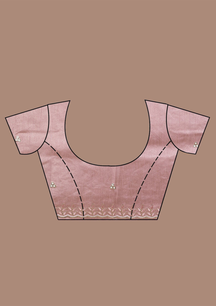 Onion Pink Printed Semi Crepe Saree-Koskii