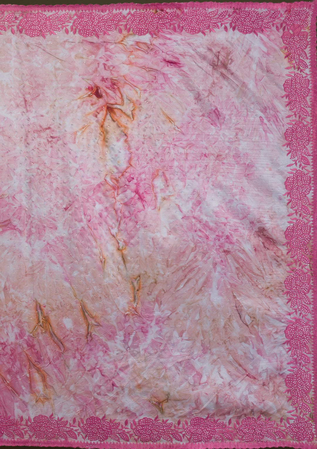 Onion Pink Printed Semi Crepe Saree-Koskii