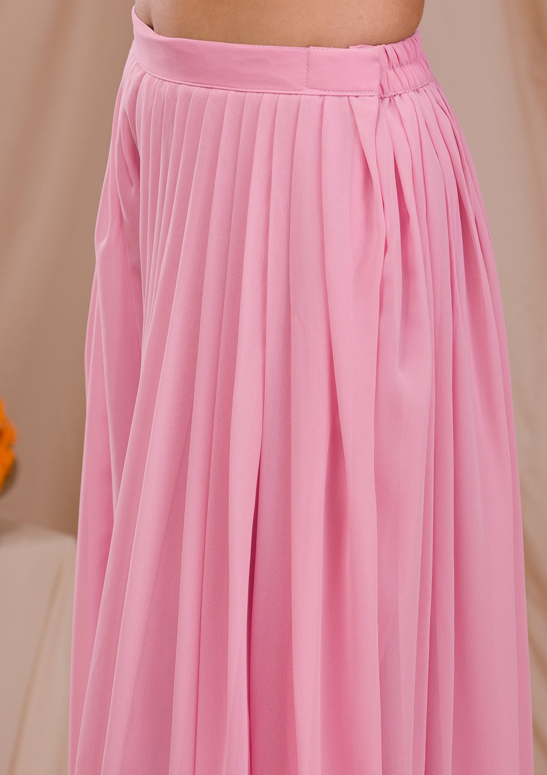 Onion Pink Sequins Georgette Readymade Salwar Suit-Koskii