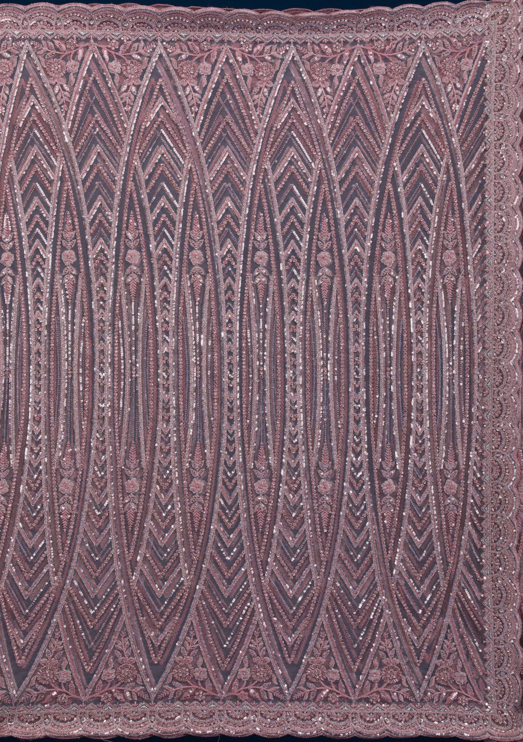 Onion Pink Sequins Net Saree-Koskii
