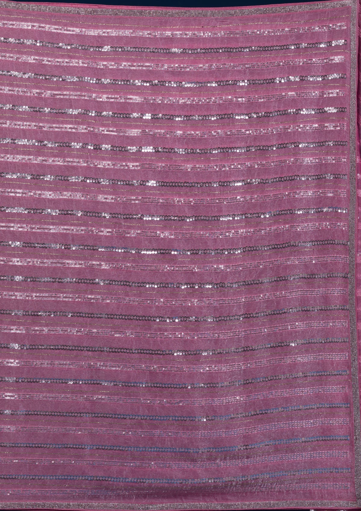 Onion Pink Sequins Semi Crepe Saree-Koskii