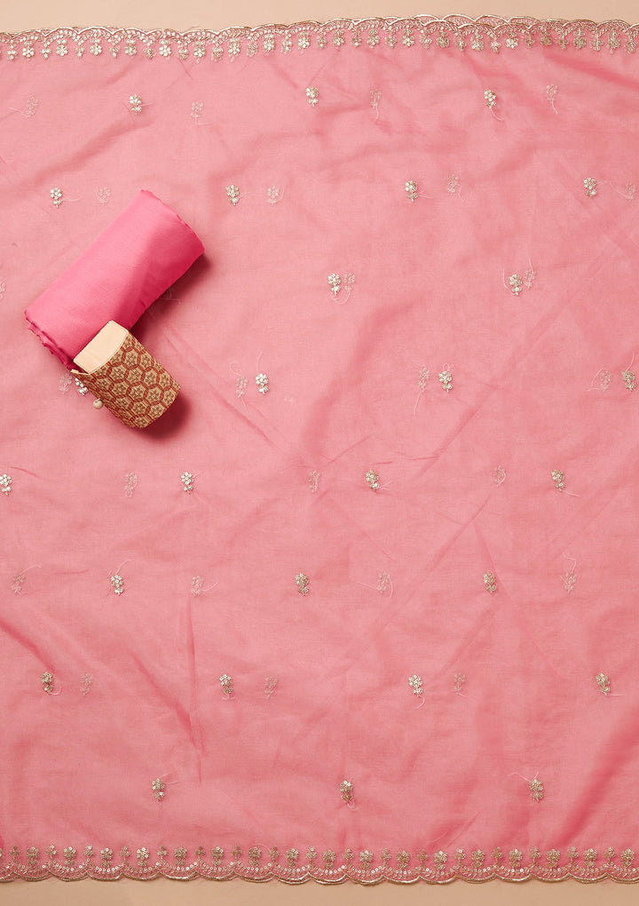 Onion Pink Sequins Tissue Unstitched Salwar Suit