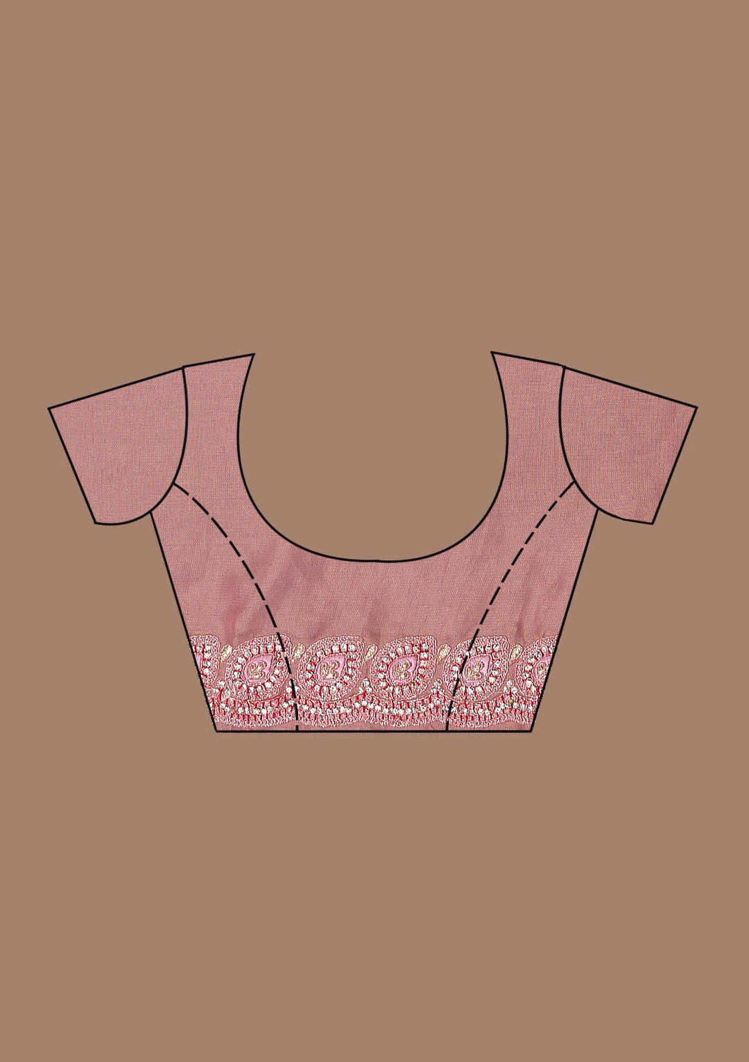 Onion Pink Stonework Net Saree-Koskii