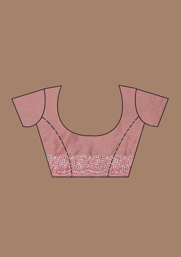 Onion Pink Stonework Net Saree-Koskii
