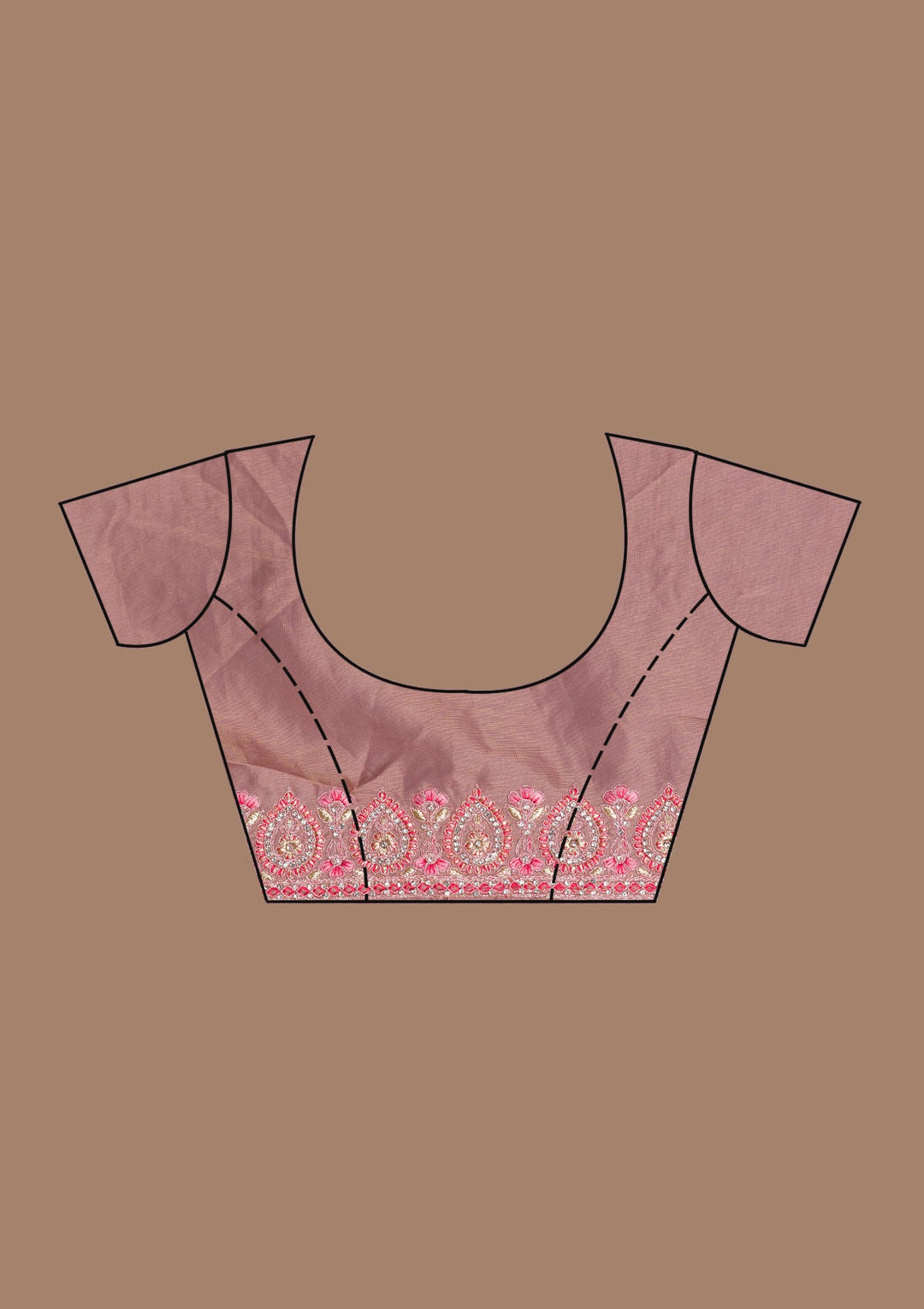 Onion Pink Stonework Net Saree-Koskii