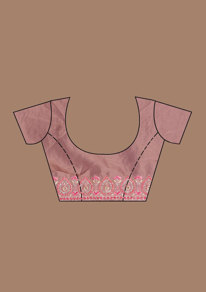 Onion Pink Stonework Net Saree-Koskii