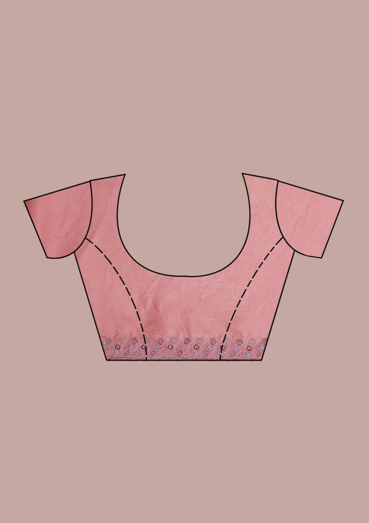Onion Pink Stonework Net Saree-Koskii