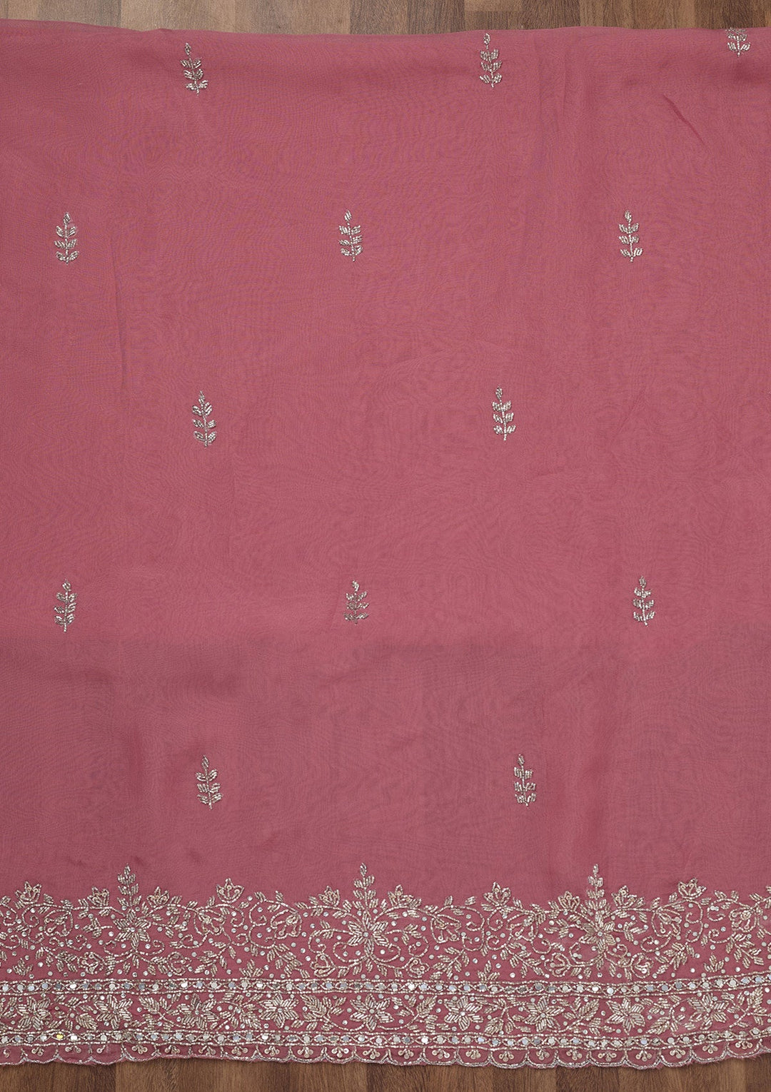 Onion Pink Stonework Tissue Unstitched Salwar Suit-Koskii