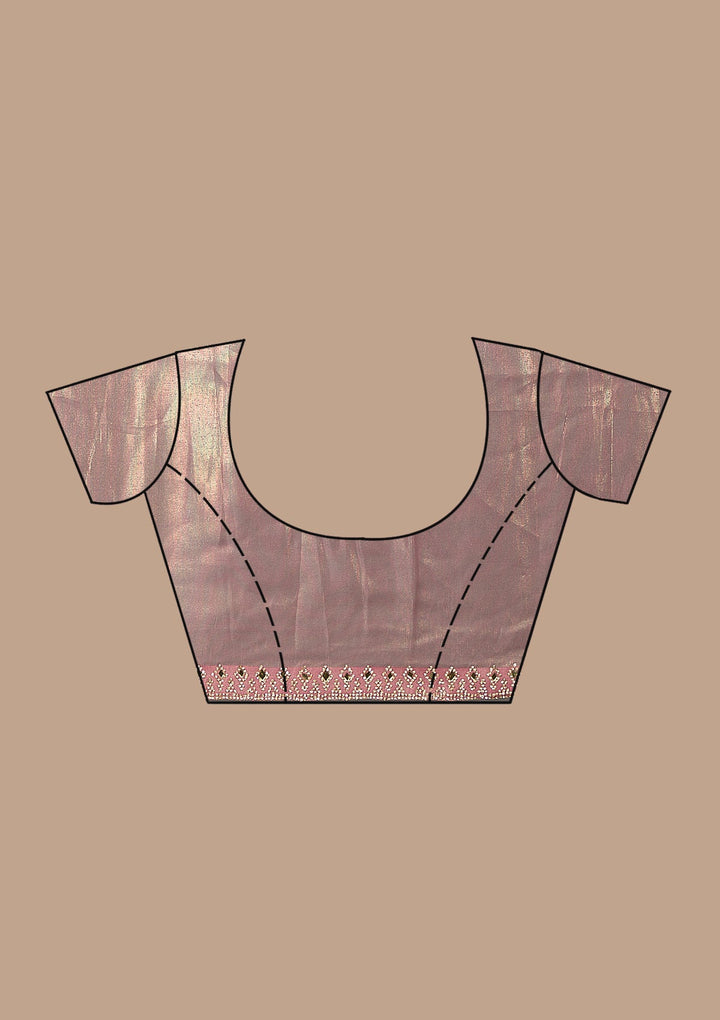 Onion Pink Stonework Tissue Saree-Koskii