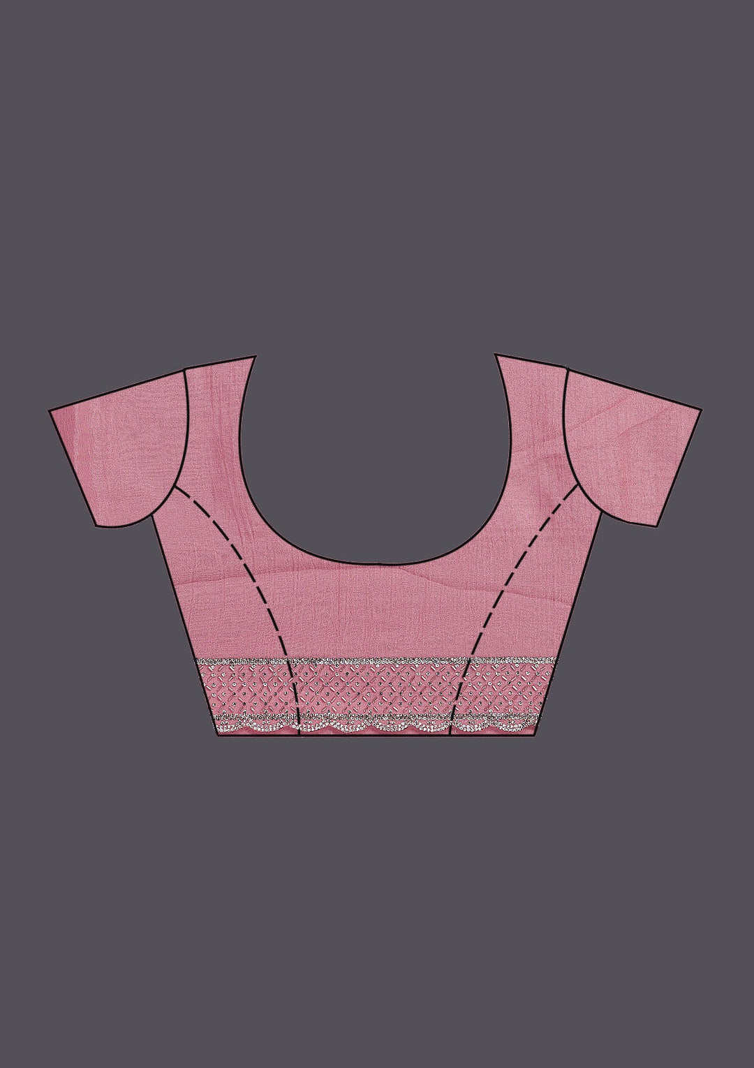 Onion Pink Stonework Tissue Saree-Koskii