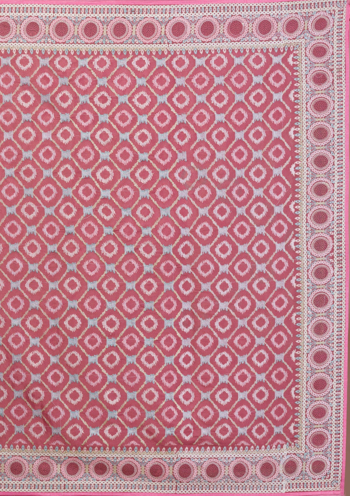 Onion Pink Swarovski Chiffon Saree-Koskii