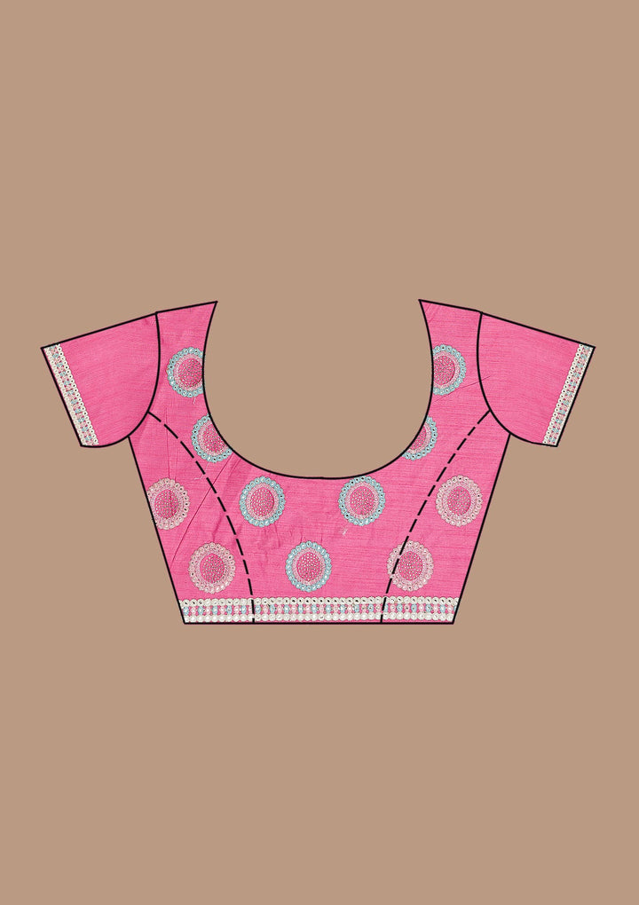 Onion Pink Swarovski Chiffon Saree-Koskii