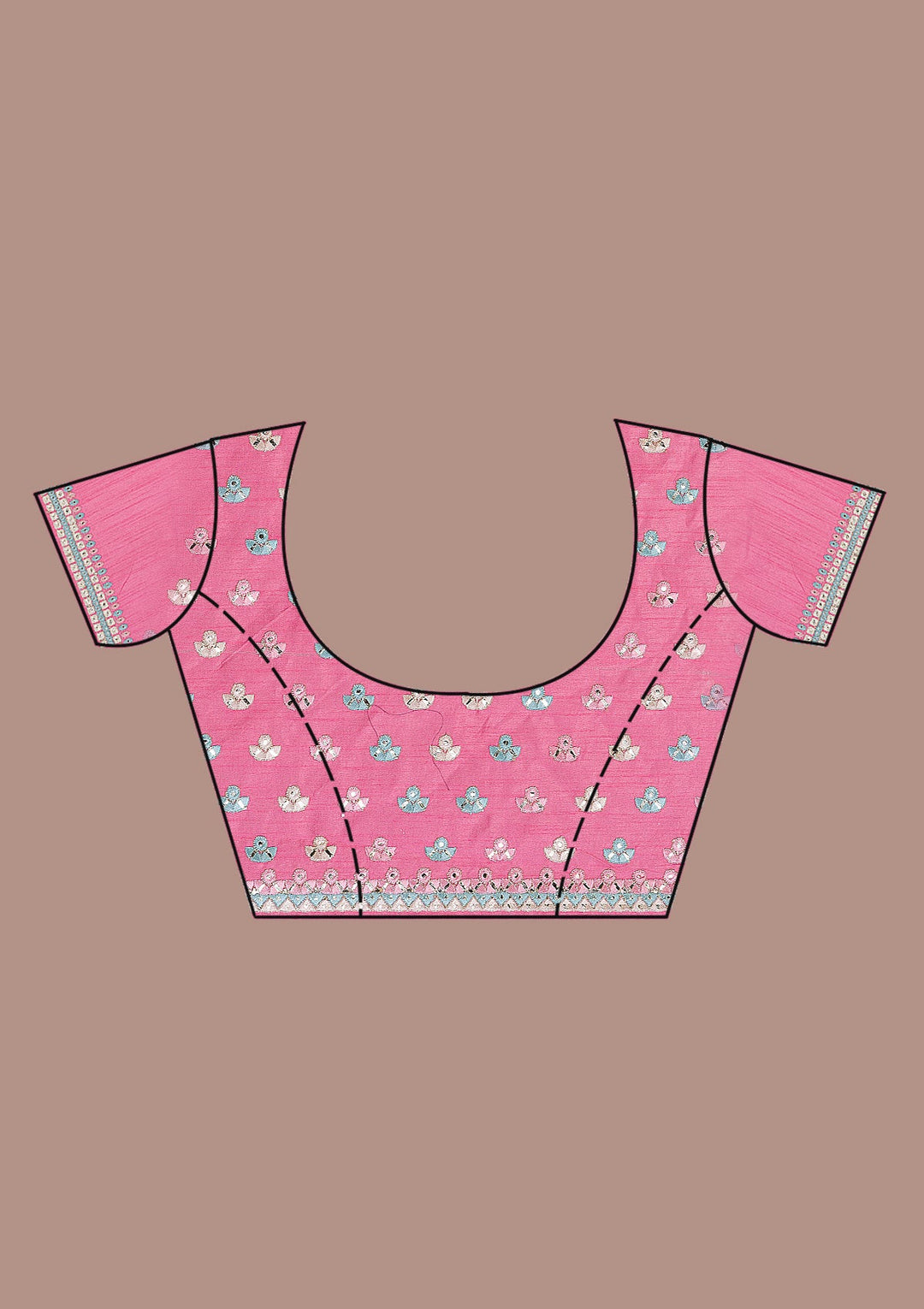 Onion Pink Swarovski Chiffon Saree-Koskii