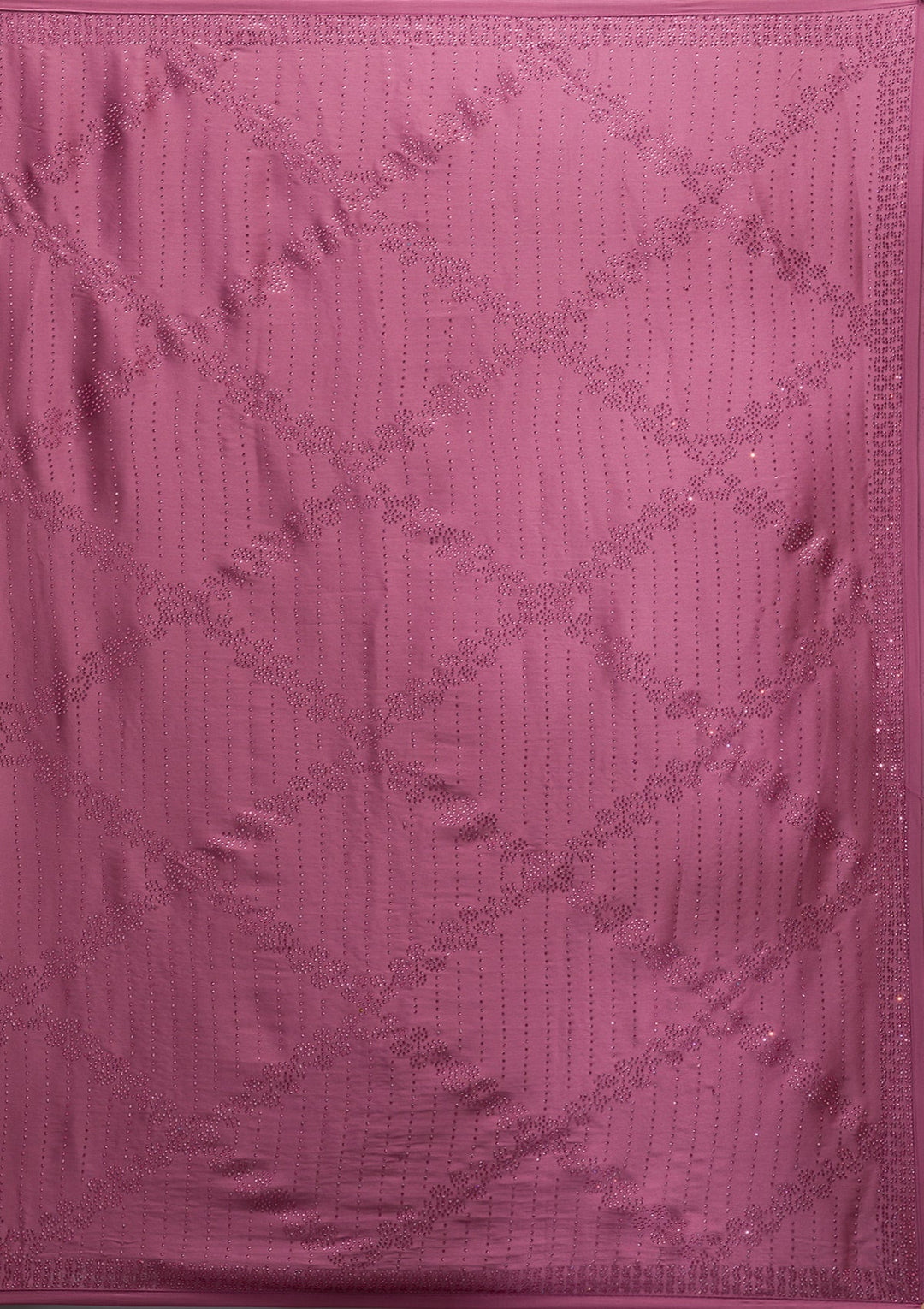 Onion Pink Swarovski Crepe Saree-Koskii
