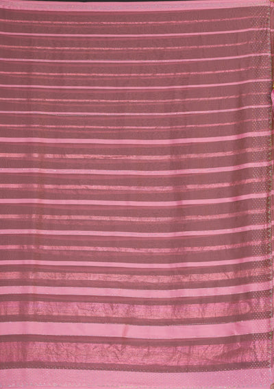 Onion Pink Swarovski Shimmer Georgette Saree-Koskii