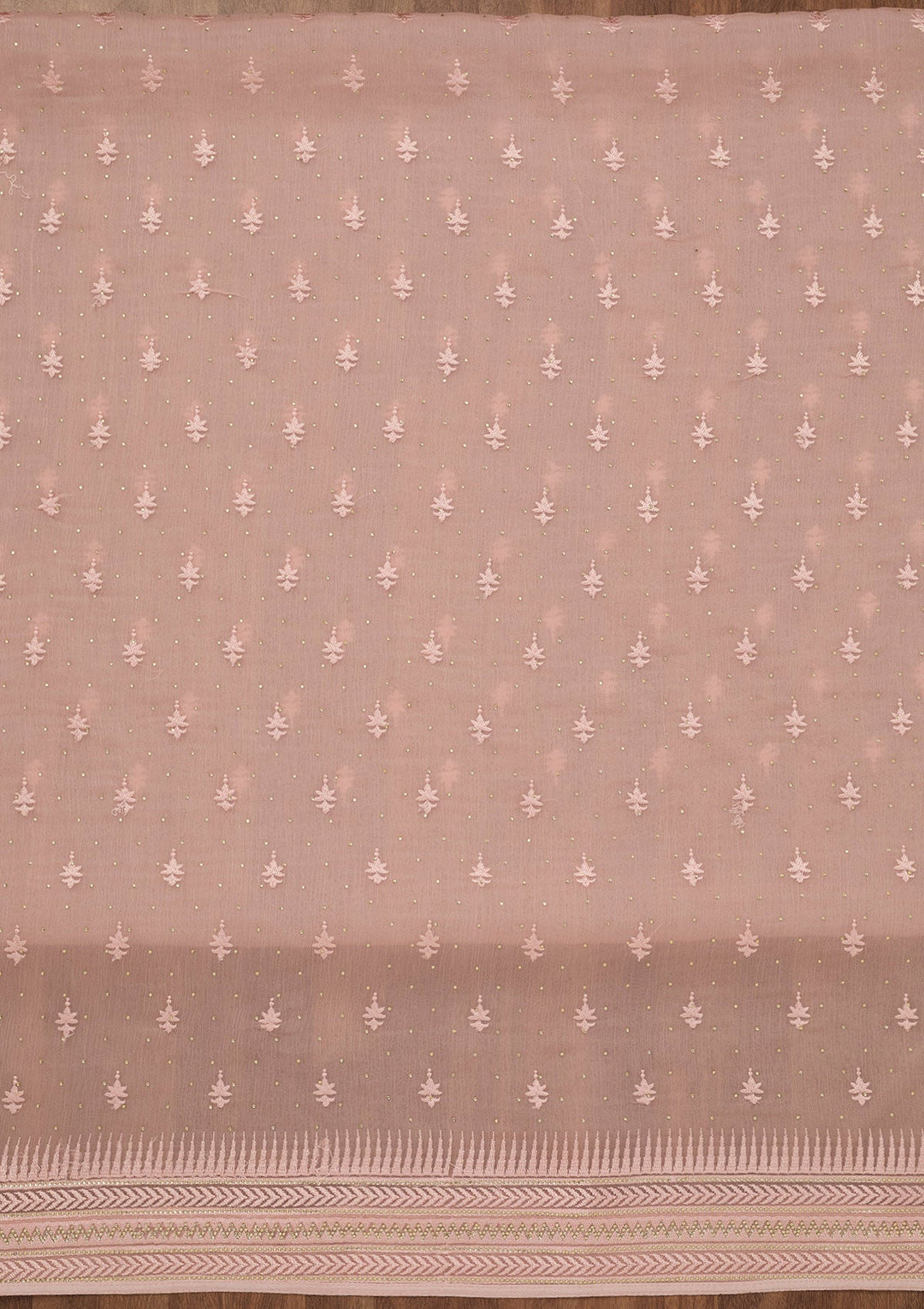 Onion Pink Threadwork Tissue Unstitched Salwar Suit-Koskii