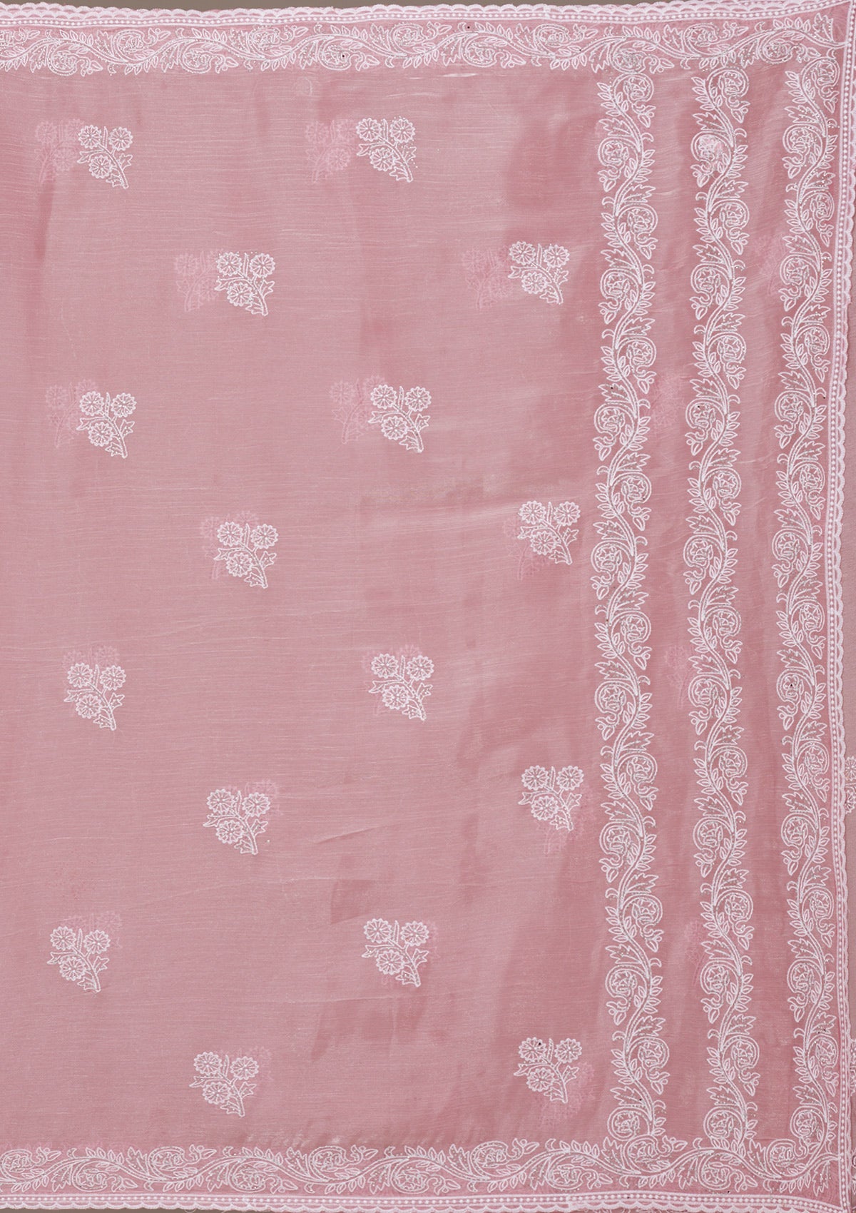 Onion Pink Threadwork Tissue Saree