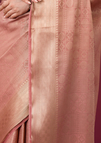 Onion Pink Zariwork Art Silk Saree