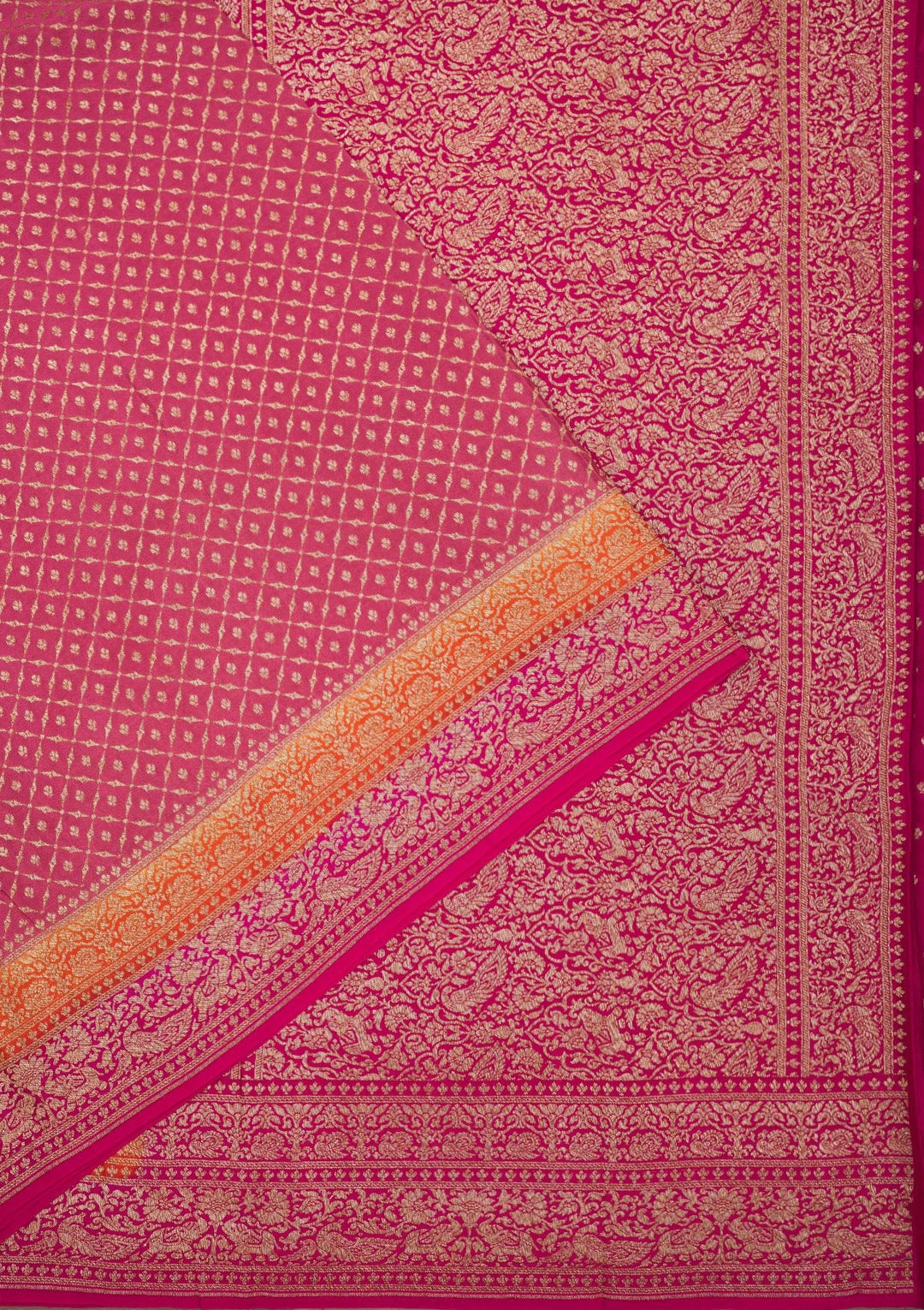 Onion Pink Zariwork Pure Silk Saree